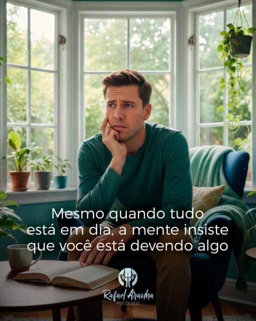 Mesmo quando tudo parece em dia, a mente insiste em dizer que você está devendo algo.
Devendo mais produtividade.
Mais disposição.
Mais controle.
Mais do que você já fez.
Essa sensação constante de “nunca é suficiente” não vem da realidade, 
vem da ansiedade e da autocobrança que vão se acumulando no dia a dia.

🌱 Você não precisa estar sempre rendendo, resolvendo ou dando conta. Às vezes, o que a mente chama de dívida é só cansaço pedindo pausa.

Começar a semana com mais gentileza consigo também é uma forma de cuidado.

👉 Essa sensação é familiar pra você?