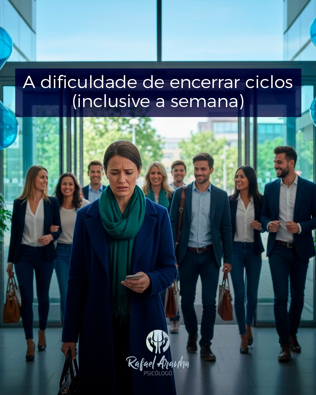 Tem gente que termina a semana… mas a mente não termina junto.

O corpo para, o trabalho acaba, o dia muda... mas a cabeça continua revisando, cobrando, repassando tudo o que ainda poderia ter sido feito.

Como se descansar só fosse permitido depois que tudo estivesse completamente resolvido.
(Spoiler: esse dia nunca chega!)

Essa dificuldade de encerrar ciclos não é falta de organização.
É ansiedade misturada com autocobrança. É a sensação de que parar significa falhar.

🌱 Descansar também é um tipo de encerramento.
Fechar a semana não exige perfeição, exige permissão.

Talvez hoje o cuidado seja simples assim: aceitar que, por agora, está bom o suficiente.